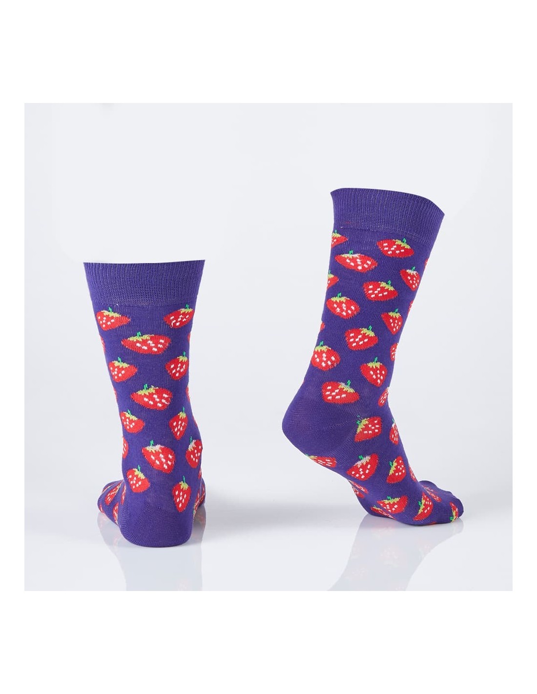 Purple women\'s socks with strawberries SD23 - Online store - Boutique